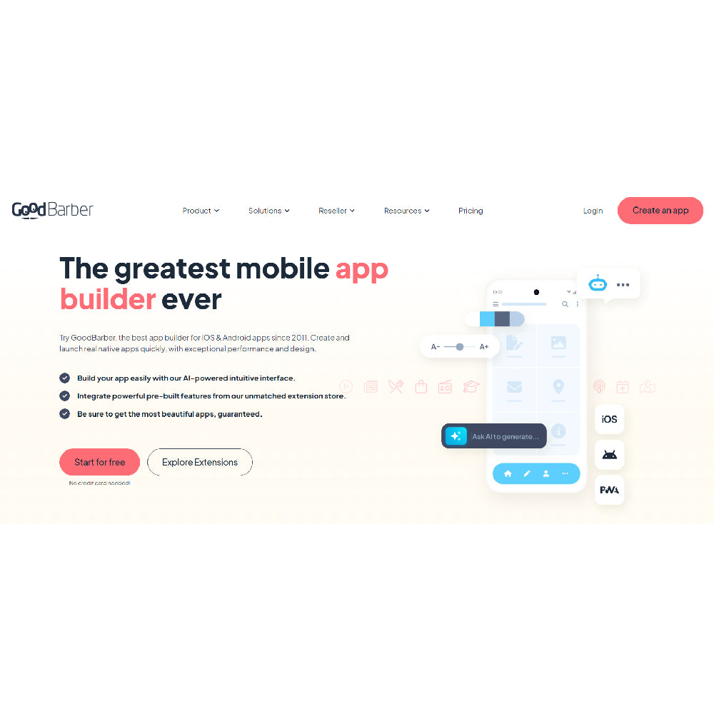 GoodBarber – No-Code AI Mobile App Builder