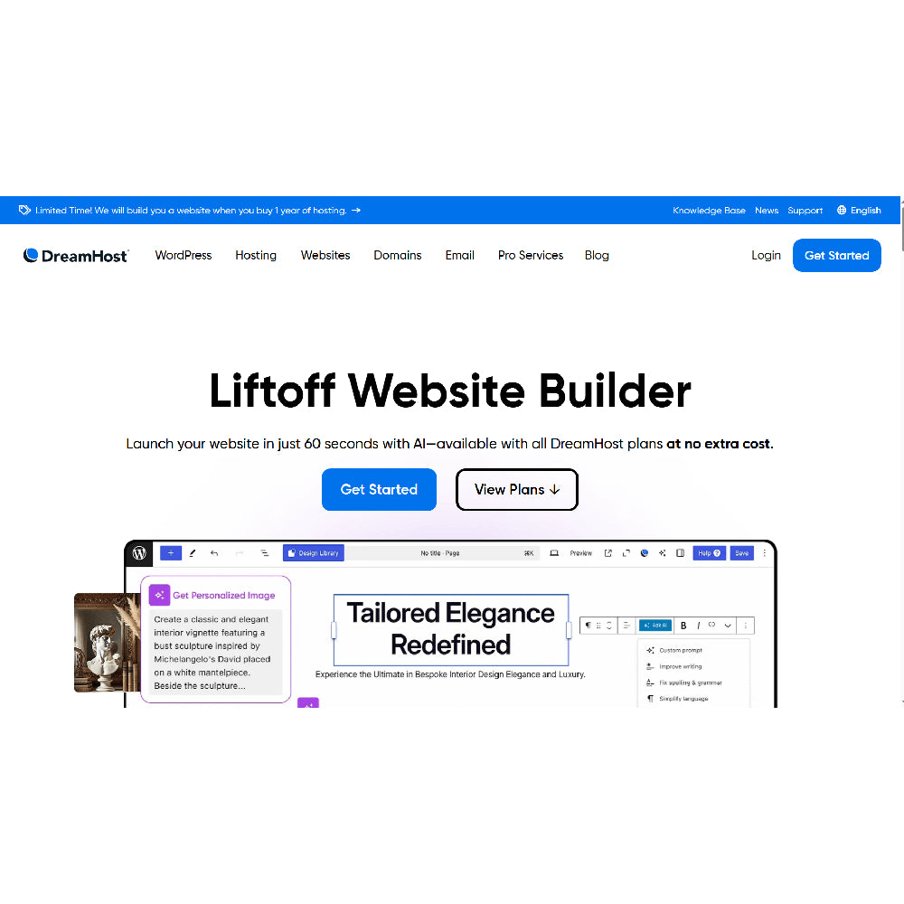 DreamHost Liftoff – AI-Powered WordPress Website Builder