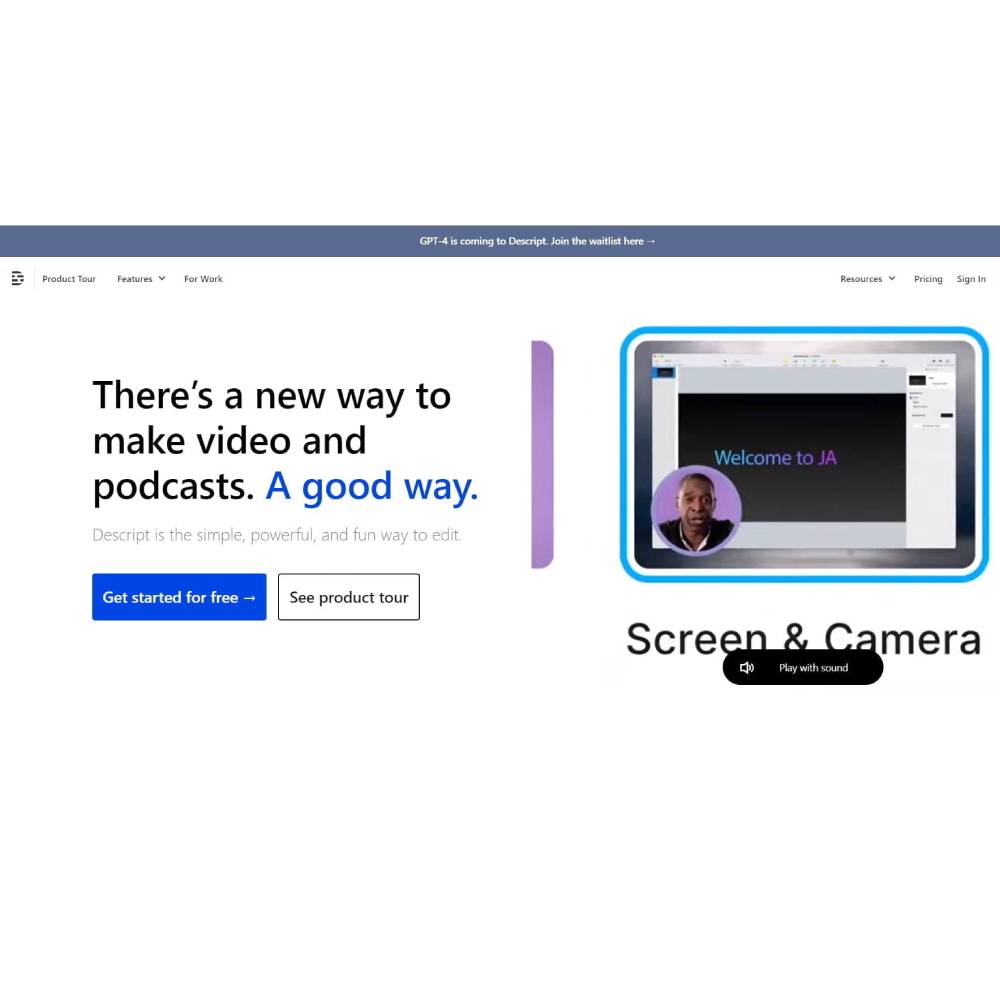 Descript – All-in-One AI Audio & Video Editor