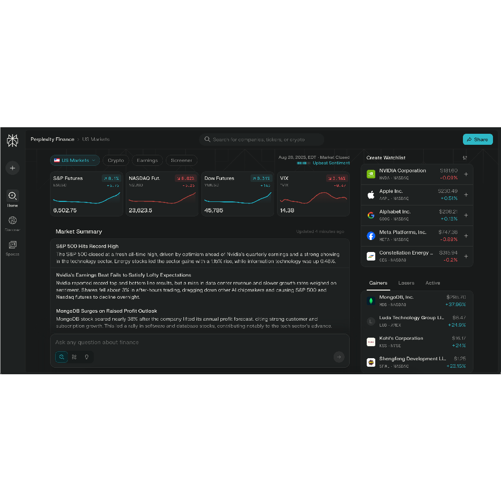 Perplexity Finance – AI-Powered Market & Company Research Assistant