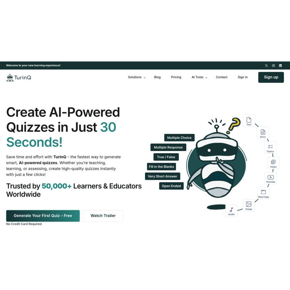 TurinQ — AI Question and Quiz Maker for Educators and Learners