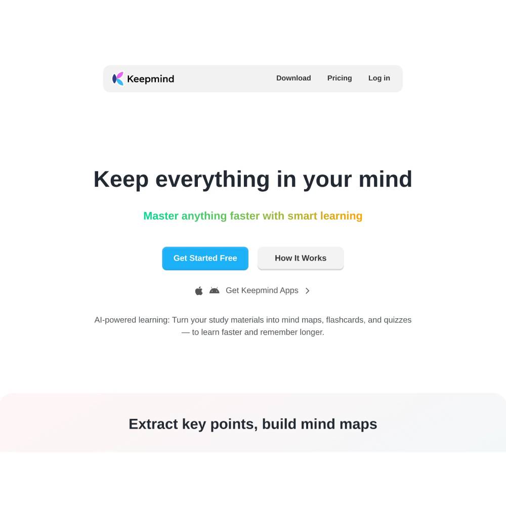 Keepmind — AI Flashcards, Mind Maps and Smart Quizzes