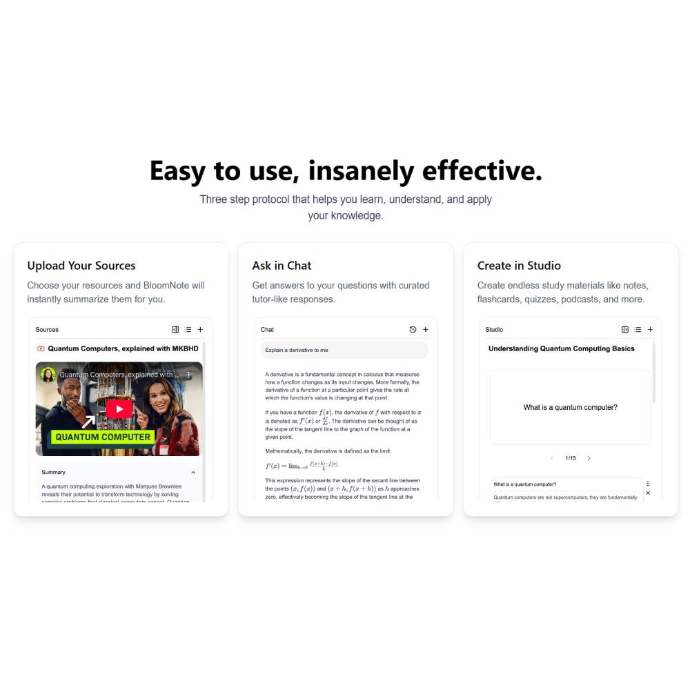 BloomNote — AI Study Tool for Notes Flashcards Quizzes and More