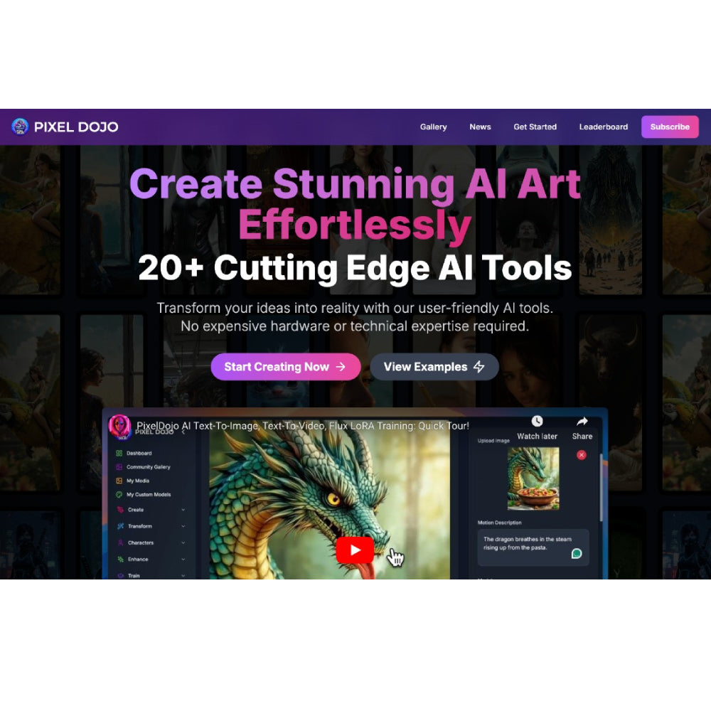 PixelDojo – AI Creative Suite for Image & Video Generation