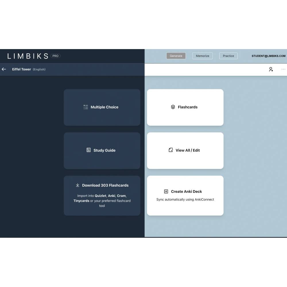 Limbiks — AI Flashcard Generator and Study Companion