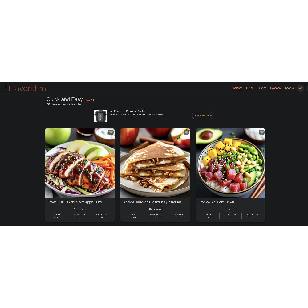 Flavorithm — AI Powered Personalized Recipe and Culinary Inspiration Platform