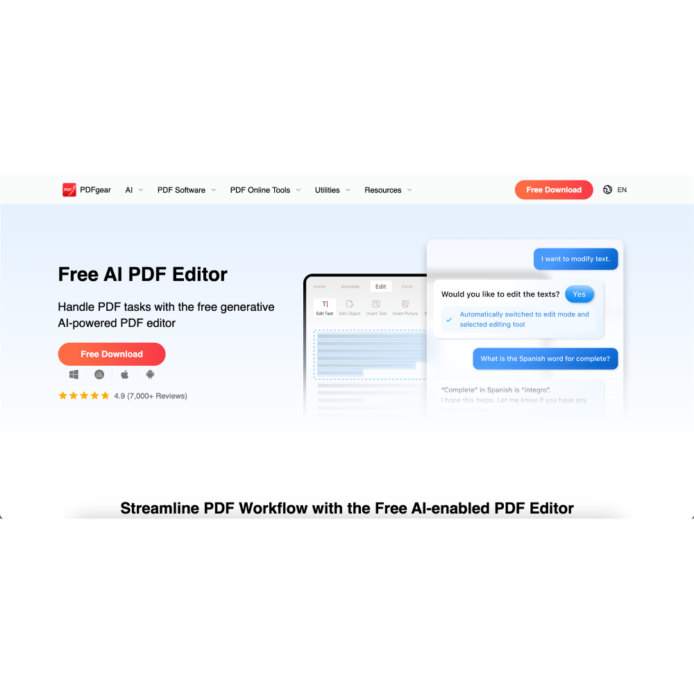 PDFgear AI – AI-Powered PDF Editor and Reader
