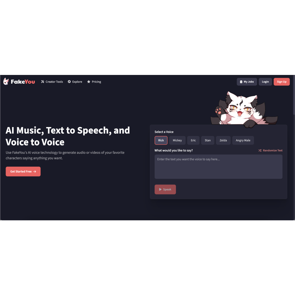 FakeYou – AI Voice & Audio Generation Tool