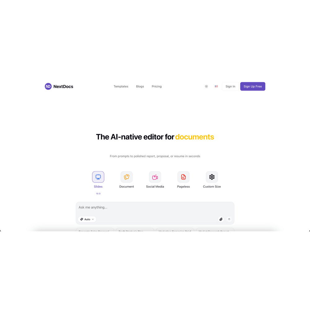 NextDocs – AI-Powered Document & Presentation Creator
