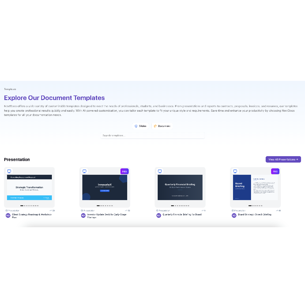 NextDocs – AI-Powered Document & Presentation Creator