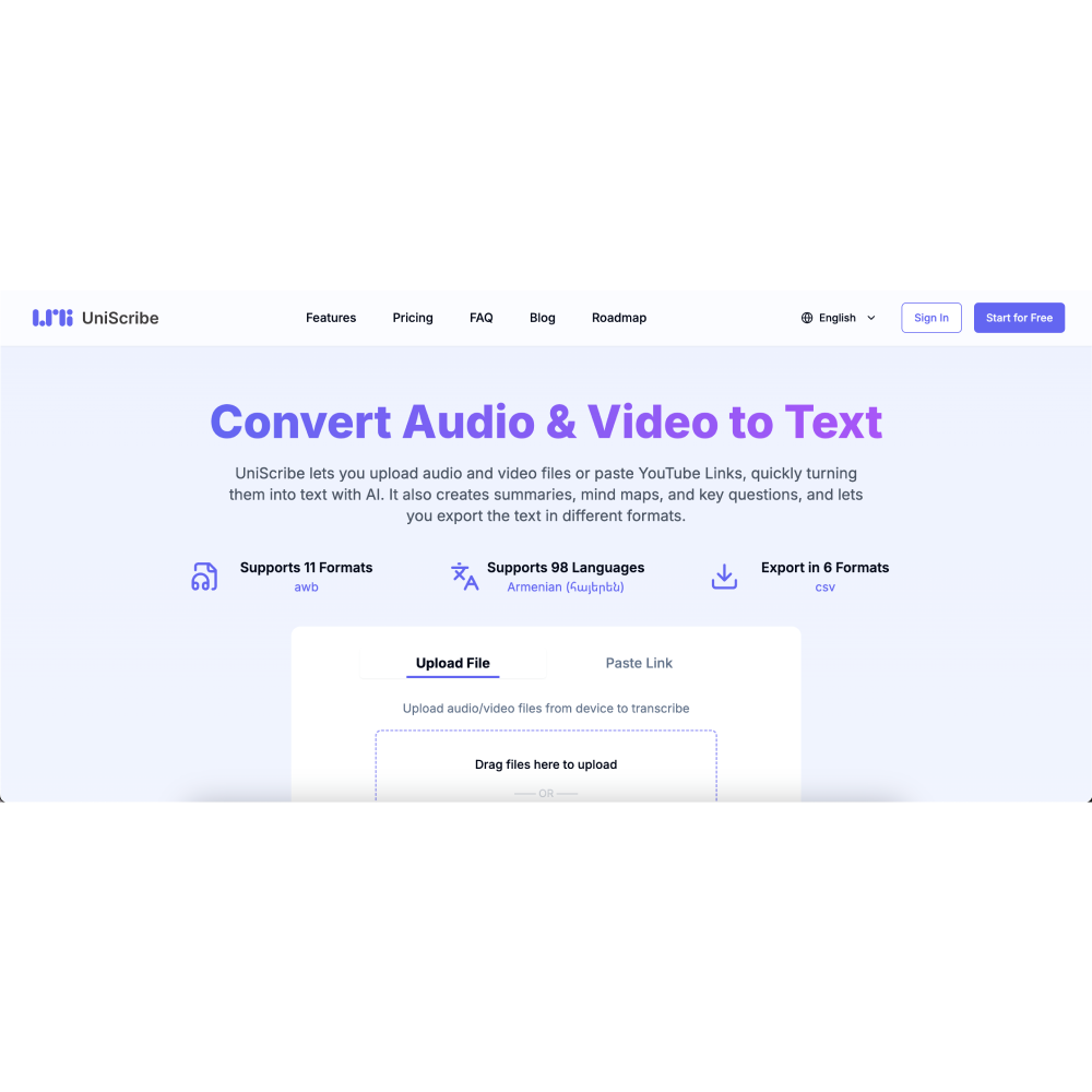 UniScribe – AI Transcription & Content Analysis Made Easy
