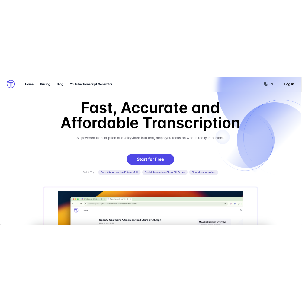 Yescribe.ai – AI Transcription Tool for Audio & Video