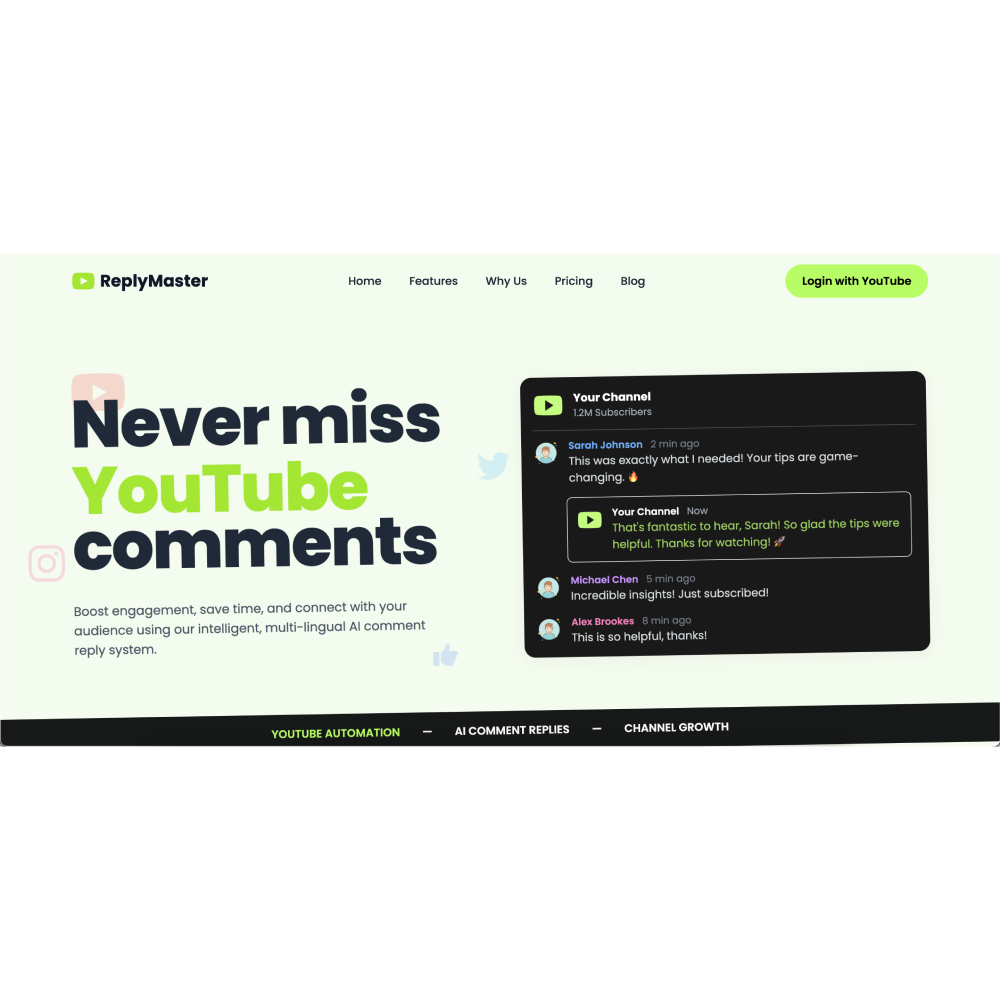 ReplyMaster – AI-Powered Social Media Engagement Tool